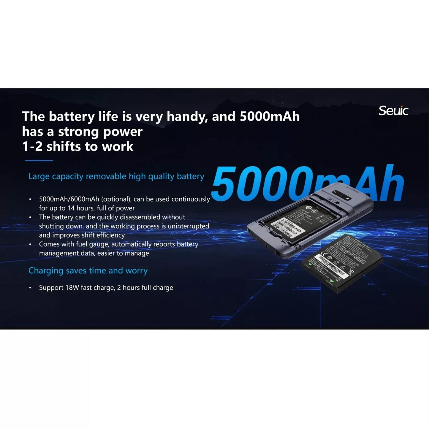 5000mAh Rechargeable Li-ion Battery For CRUISE 2-Portable Barcode Scanner