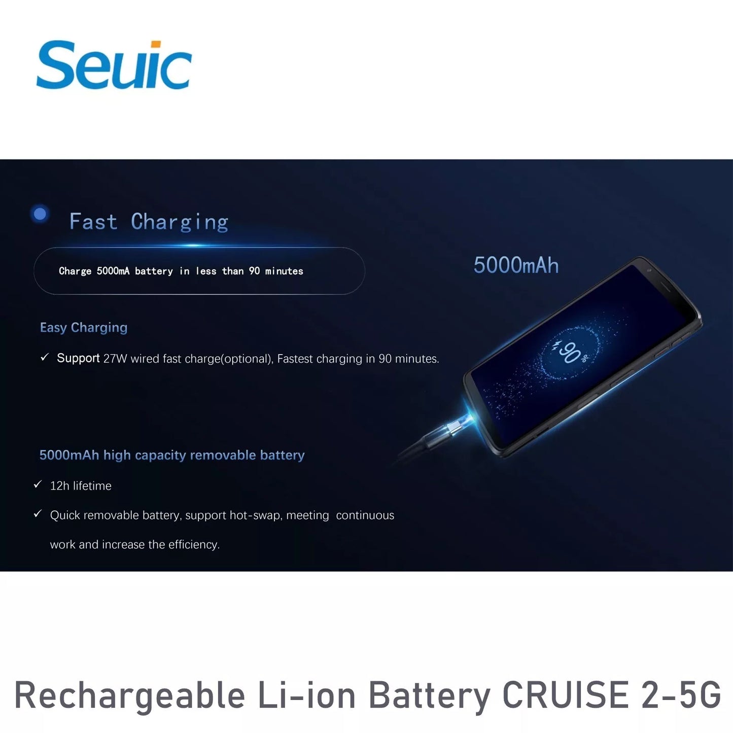 5000mAh Rechargeable Li-ion Battery For CRUISE2 5G Rugged Mobile Computer