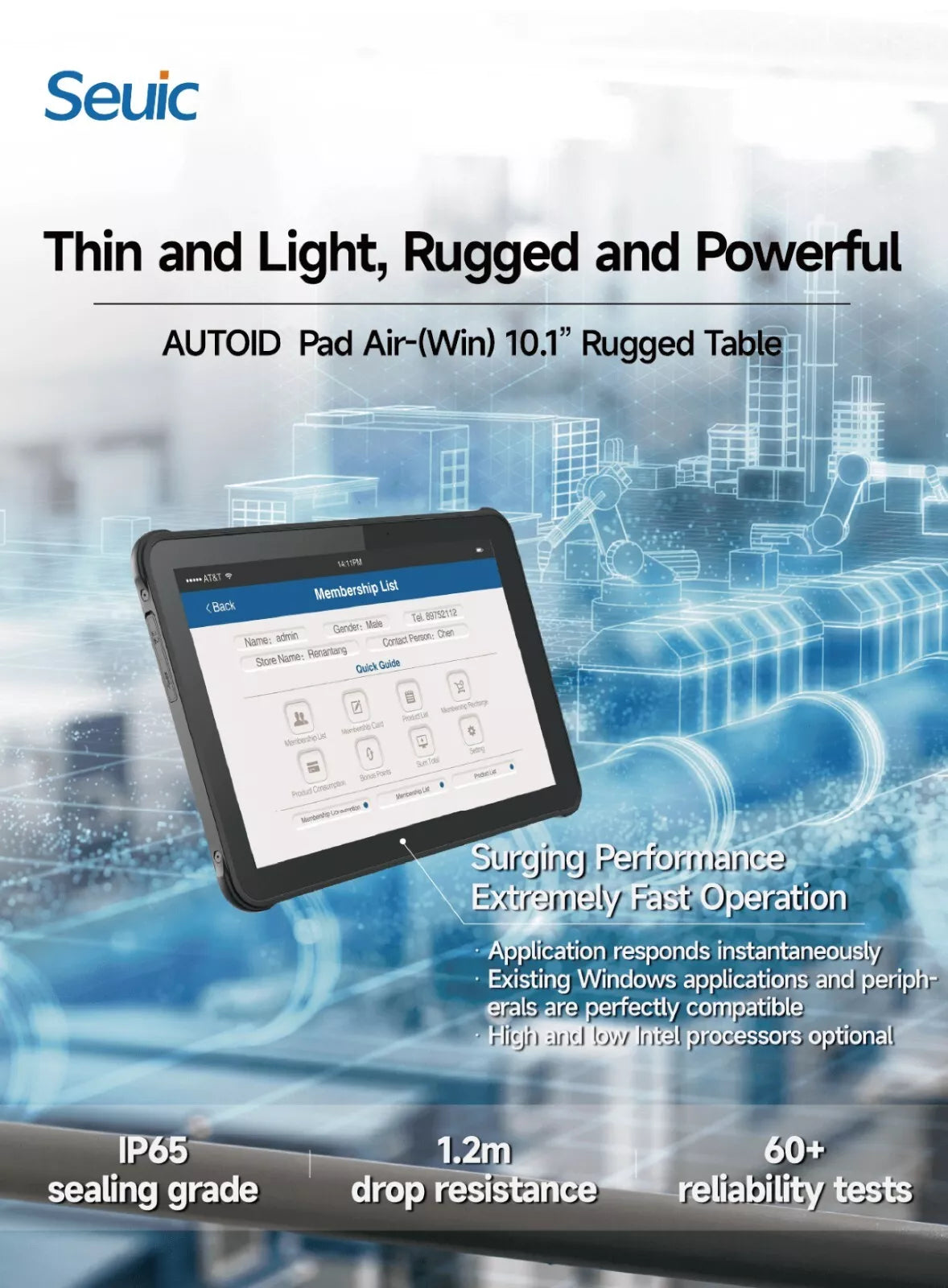 AUTOID Air Pad Windows 10 Rugged Tablets 64 Bit 8GB 128GB Barcode Scanner