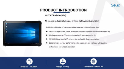 AUTOID Air Pad Windows 10 Rugged Tablets 64 Bit 8GB 128GB Barcode Scanner